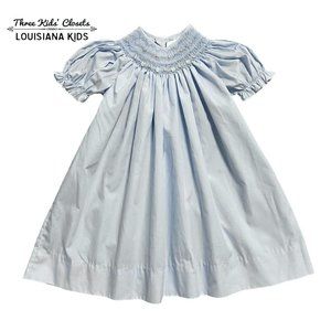 Simply Smock 12m Pastel Blue Rosebud Smocked Bishop Dress